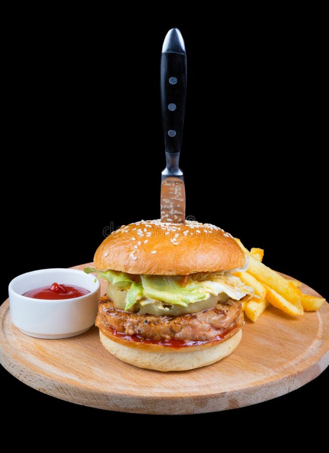 Hamburger met Frieten royalty-vrije stock foto's