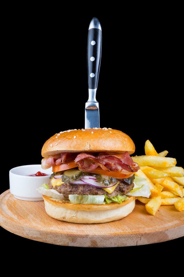 Hamburger met Frieten royalty-vrije stock fotografie