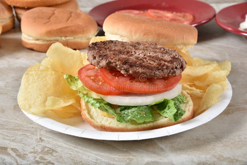 Picnic Plate Of Grilled Hot Dogs Stock Photo Image of potato, grilled 31176094