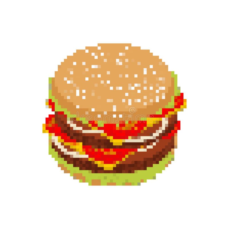 Fast Food In Pixel Art Style Stock Vector Illustration Of
