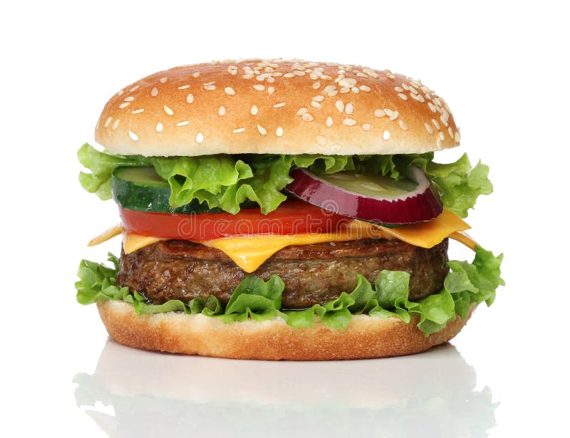 Hamburger saboroso isolado no branco