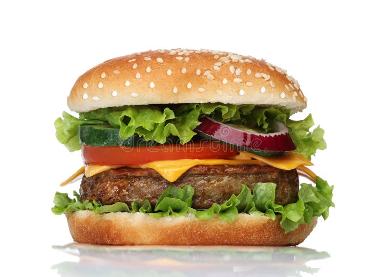 Hamburger saboroso isolado no branco