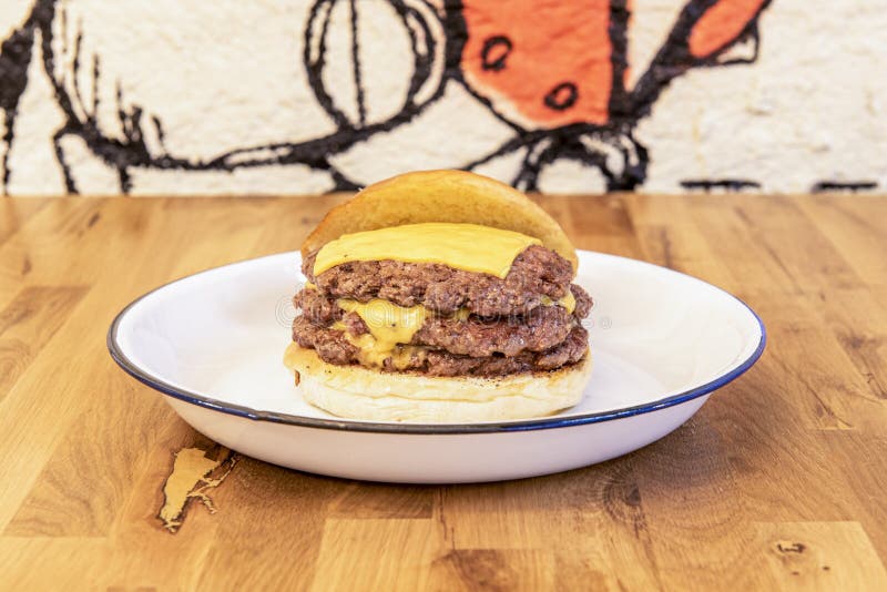 A Hamburger is a Sandwich Made from Ground Meat or of Vegetable Origin, Stock Photo Image of