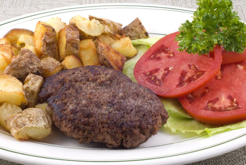 Hamburger Steak Platter with Fried Potatoes
