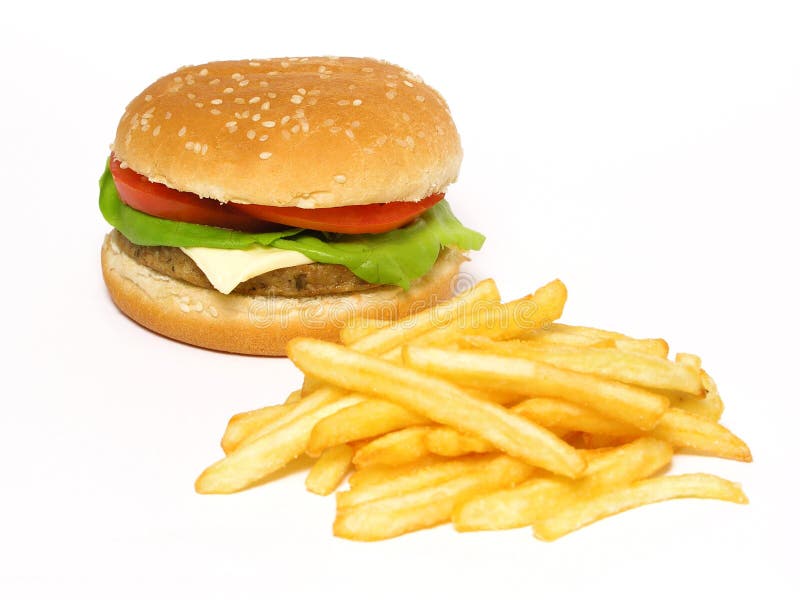 Hamburger und Pommes-Frites lizenzfreie stockfotos