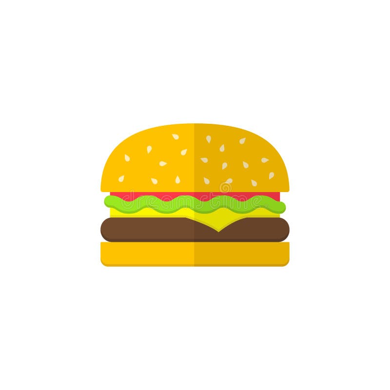 Hamburger vlak pictogram, de elementen van de voedseldrank stock illustratie Hamburger vlak pictogram, de elementen van de voedseldrank stock illustratie