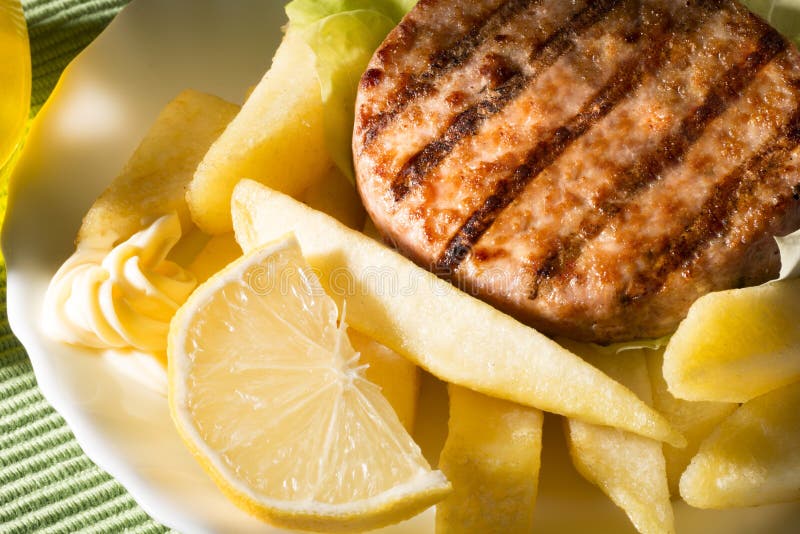 Hamburgers and chips stock image. Image of lunch, burger 28368827