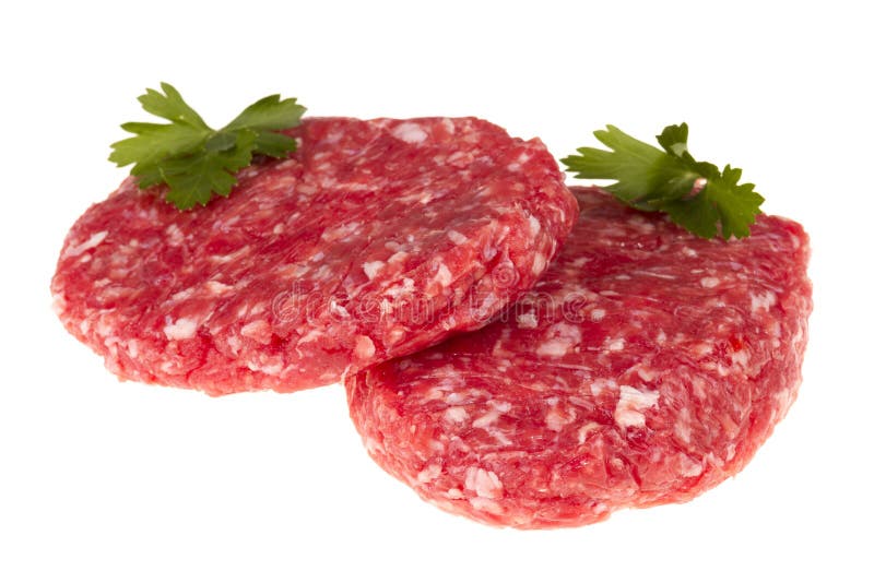 Three Raw Hamburger Patties White Background Stock Photo Image of