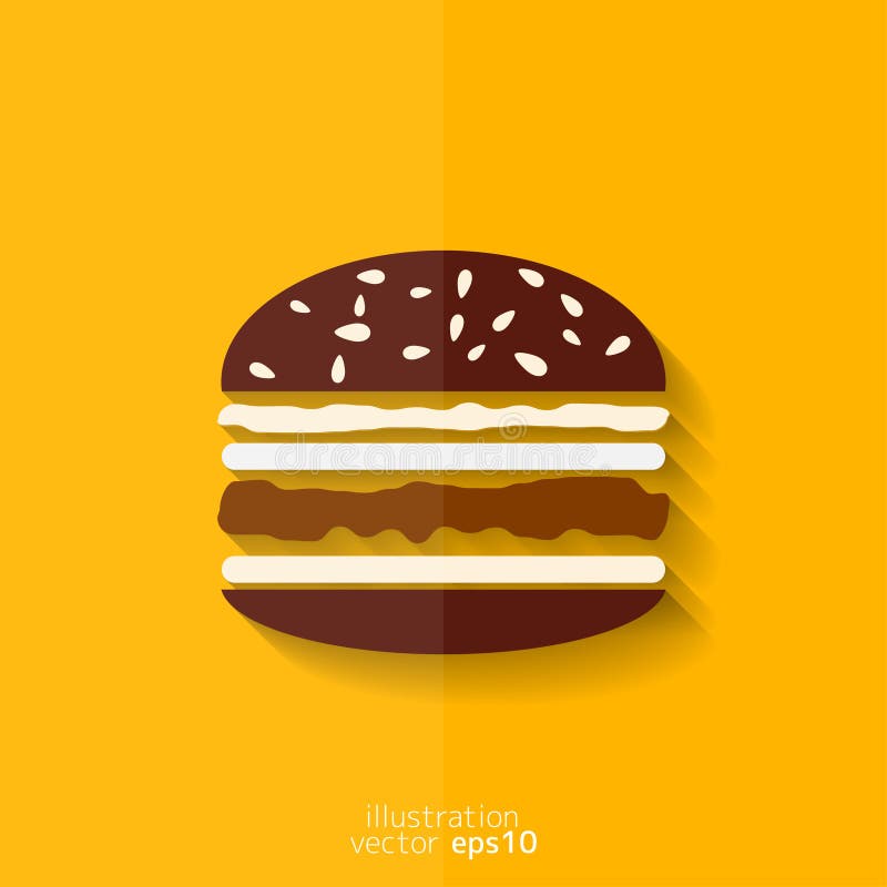 Hamburgeru lub Cheeseburger ikona Płaski projekt royalty ilustracja Hamburgeru lub Cheeseburger ikona Płaski projekt royalty ilustracja