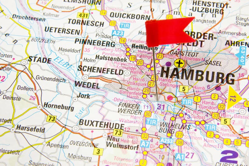 Hamburgo no mapa de Alemanha imagem de stock Hamburgo no mapa de Alemanha imagem de stock