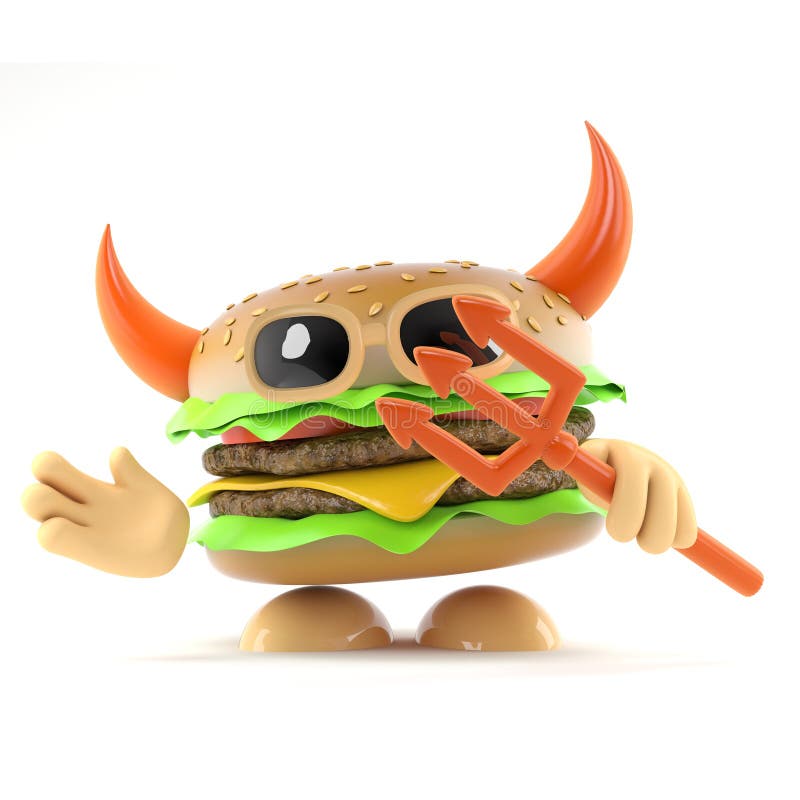 hamburguer do diabo 3d ilustração do vetor hamburguer do diabo 3d ilustração do vetor