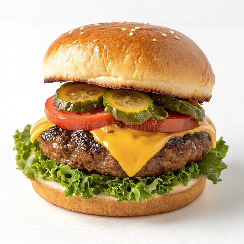 Hamburguesa de queso clásico con parrilladas y pickles libre illustration