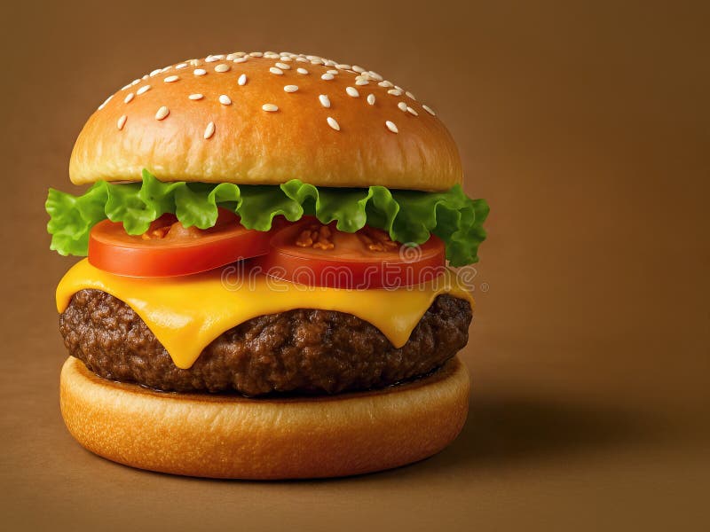 Hamburguesa de queso clásico con tomate de lechuga y queso fundido libre illustration