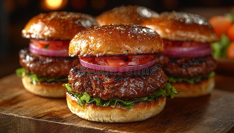 Hamburguesa de ternera asada con queso y harina de tomate generada por ai fotografía de archivo libre de regalías