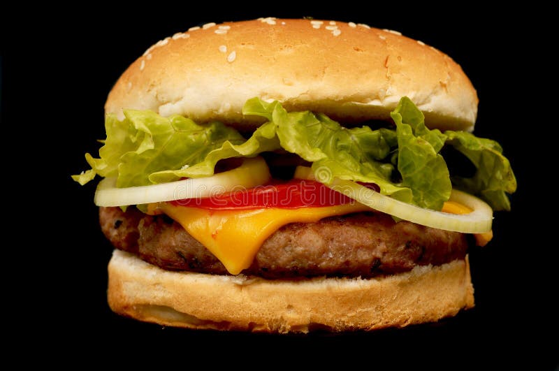 Hamburguesa en negro fotografía de archivo libre de regalías