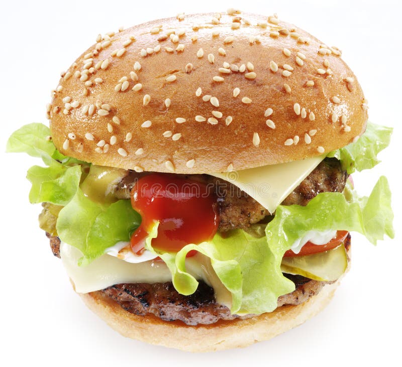 Hamburguesa en un fondo blanco fotos de archivo libres de regalías Hamburguesa en un fondo blanco fotos de archivo libres de regalías