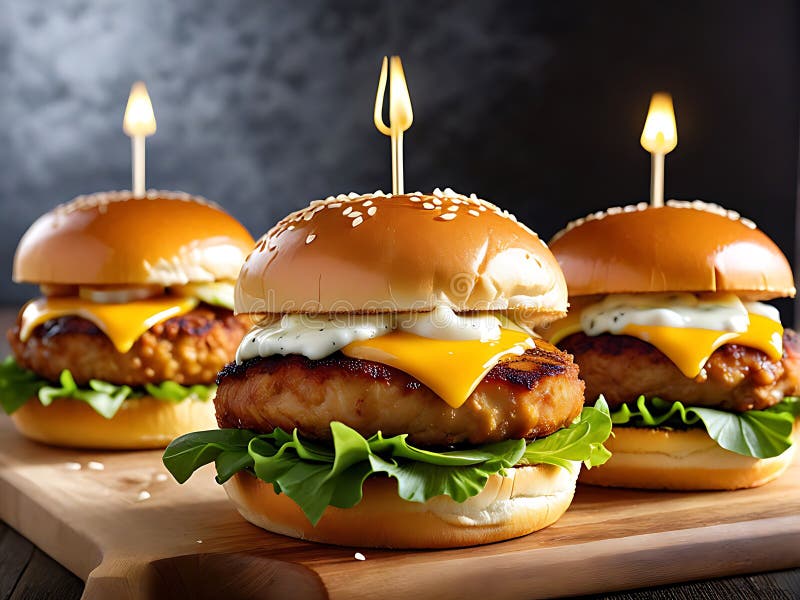 Hambúrguer Clássico Delicioso com Batatas Fritas ilustração stock