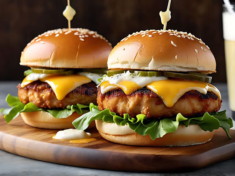 Hambúrguer Clássico Delicioso com Batatas Fritas ilustração stock