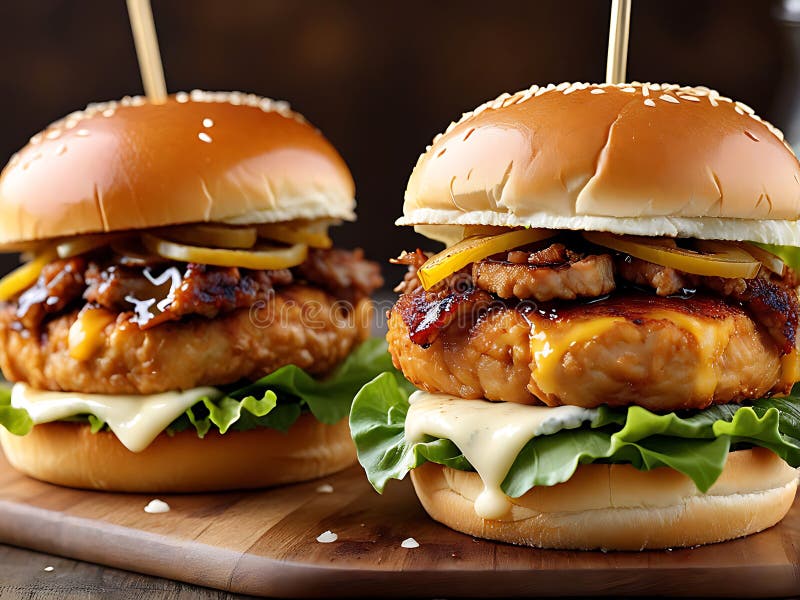 Hambúrguer Clássico Delicioso com Batatas Fritas ilustração stock