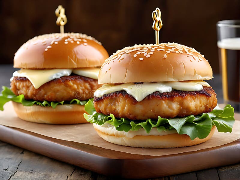 Hambúrguer Clássico Delicioso com Batatas Fritas ilustração stock