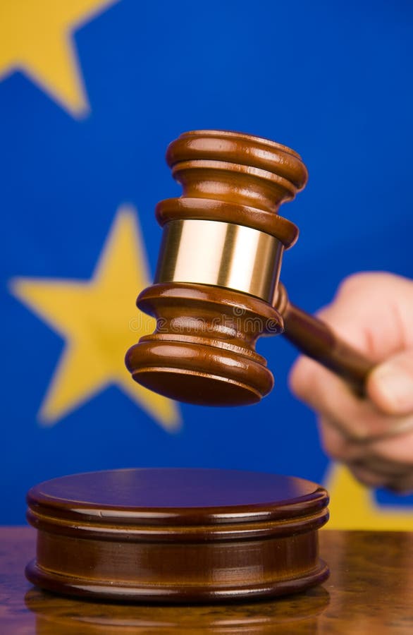 Gavel and european union flag. Gavel and european union flag