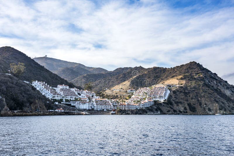 Catalina Island`s Hamilton Cove is host to a community of condominiums hugging the Pacific Ocean shoreline. Catalina Island`s Hamilton Cove is host to a community of condominiums hugging the Pacific Ocean shoreline.