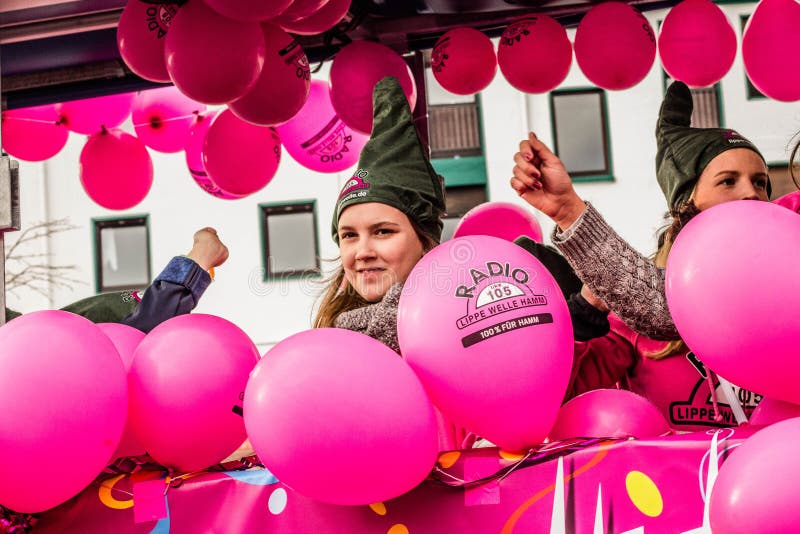 HAMM, GERMANY-NOVEMBER 2017: Carnival, Rosenmontag the day before the “ashen Wednesday” - the traditional end of the carnival season. HAMM, GERMANY-NOVEMBER 2017: Carnival, Rosenmontag the day before the “ashen Wednesday” - the traditional end of the carnival season.