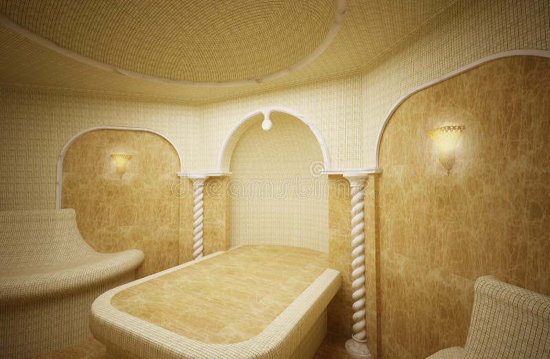 Hammam, Turkish Steam Room, 3D Stock Photo Image of marble