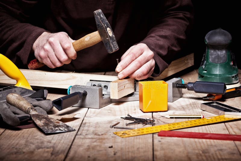 Hammer in action stock image. Image of hardware, metal 596073
