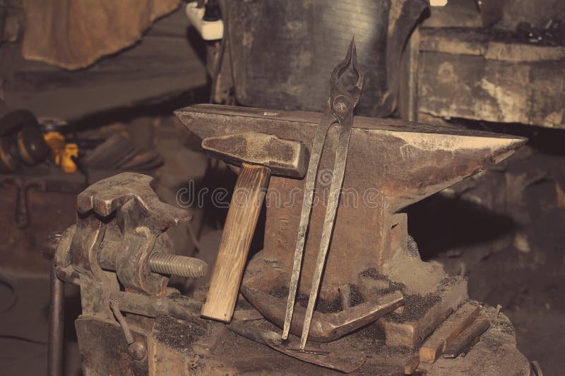 Smithy Hammer And Horseshoe Stock Photo Image of molten, hand 65522800