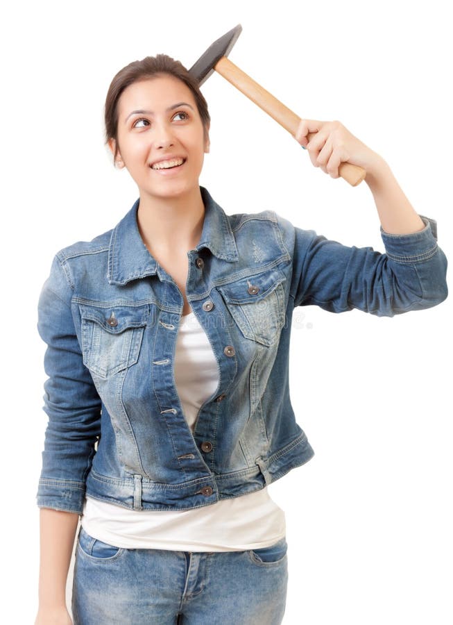 Hammer Girl stock photo. Image of worker, background 40580844