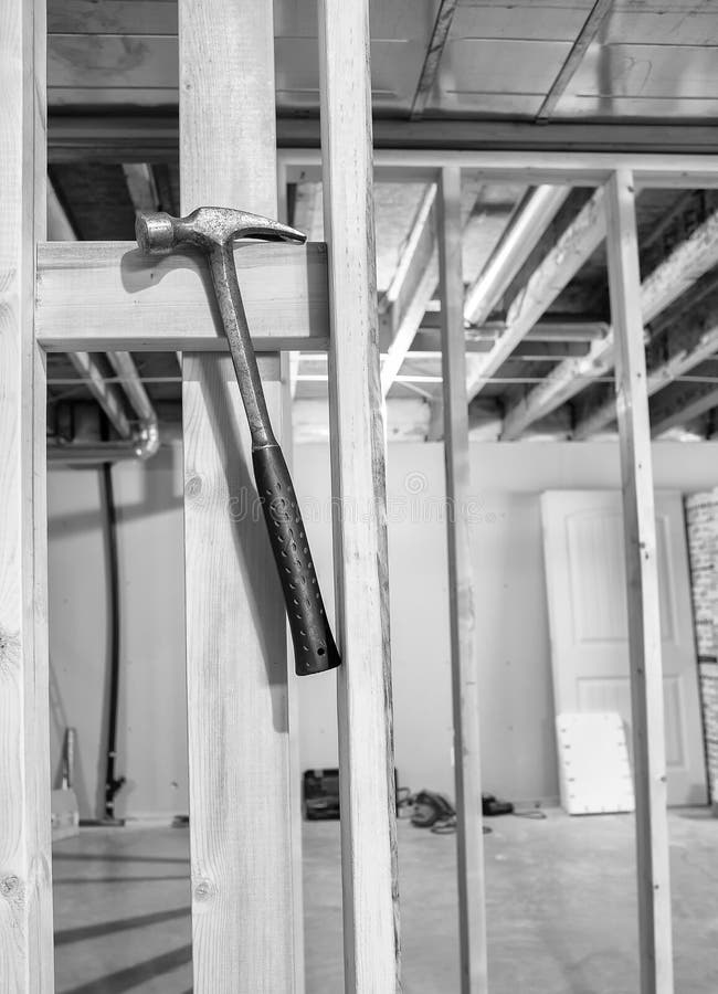 Hammer Hanging from Wood Board Stock Image Image of house, studs