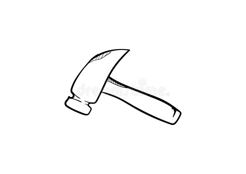 Hammer Icon in Doodle Sketch Lines. Construction Tool Work Carpenter Nail  Wood Stock Illustration - Illustration of claw, icon: 134923278