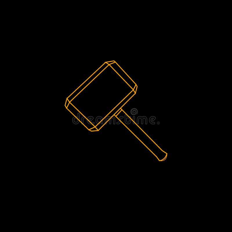 Gold Hammer Striking Nail stock illustration. Illustration of gold