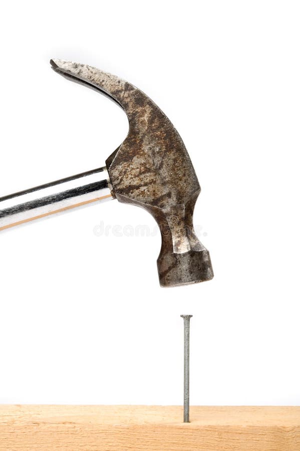 Old Claw Hammer Hitting a Nail Stock Image Image of tool, nail 214039031