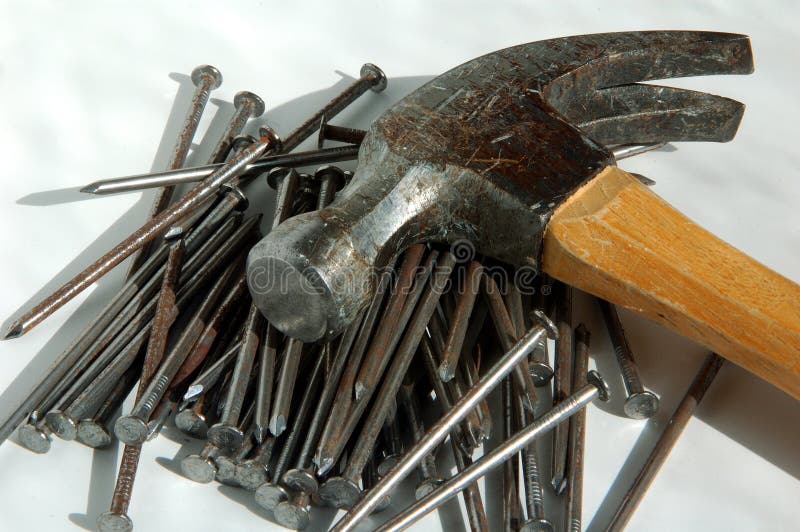 Hammer and nails stock image. Image of metal, hammer, blue 861235