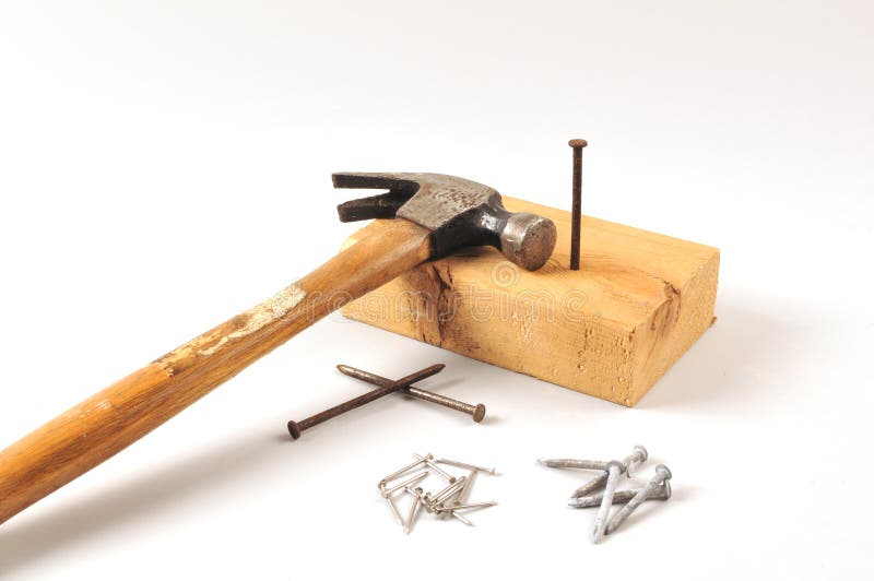 Hammer, Nails And Woodblock Stock Photo Image 15785904