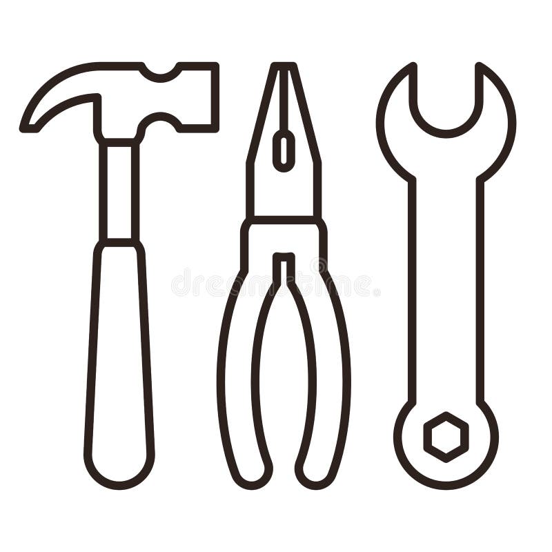 Pliers, Hammer and Saw Icon Stock Vector Illustration of object