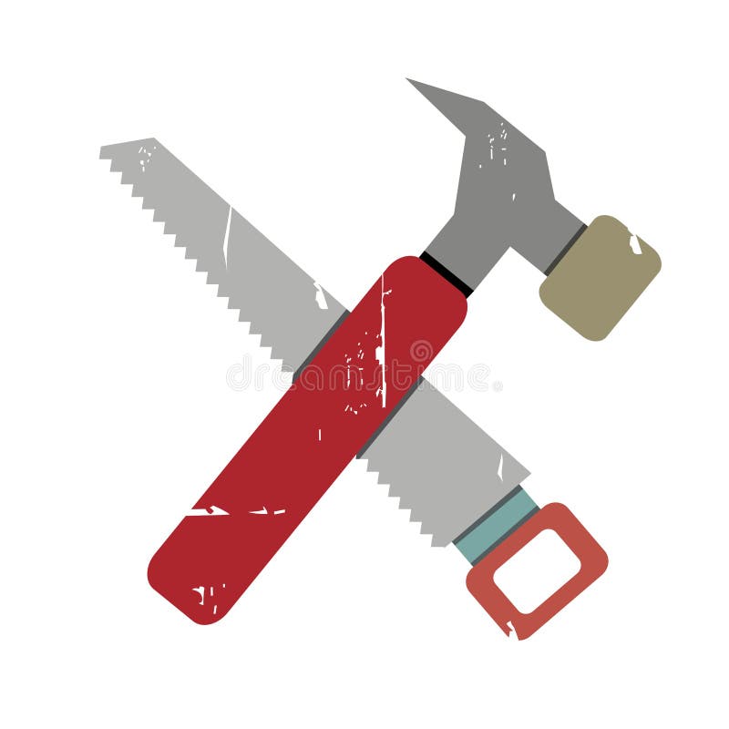 Hammer and saw stock illustration. Illustration of retro 36781773