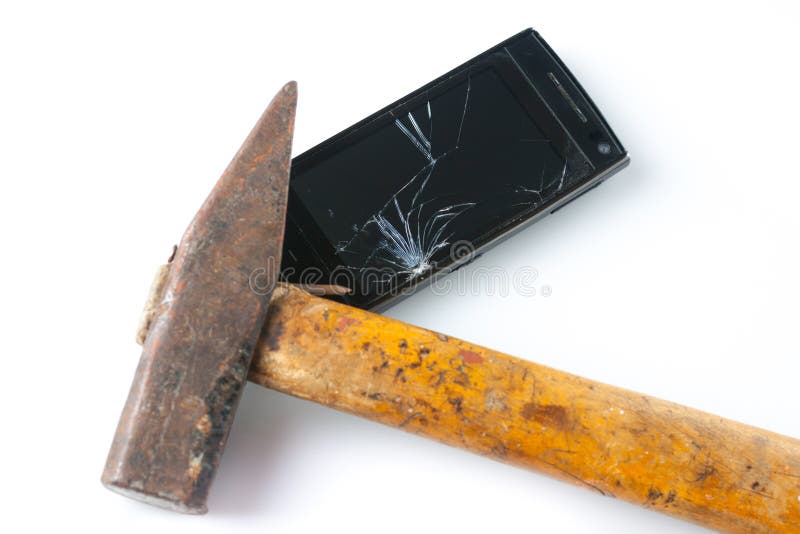 Hammer Smashing Smart Phone Stock Image Image of mobile, miserable