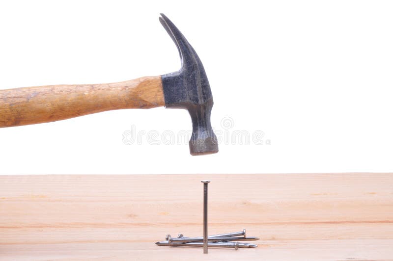 Hammer Striking Nail stock photo. Image of claw, nail 7131668