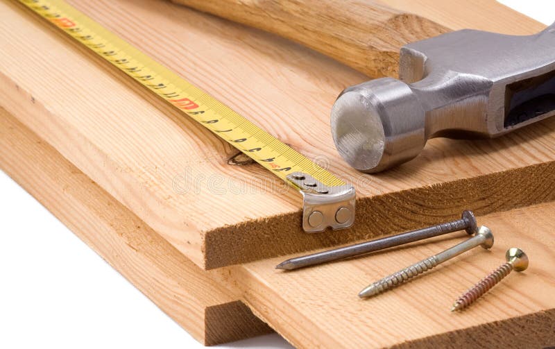 Hammer and tape measure stock photo. Image of estate 16384780