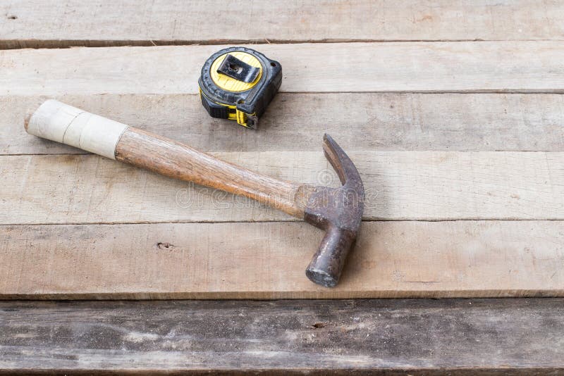 Hammer , tape measure stock image. Image of macro, closeup 44049815