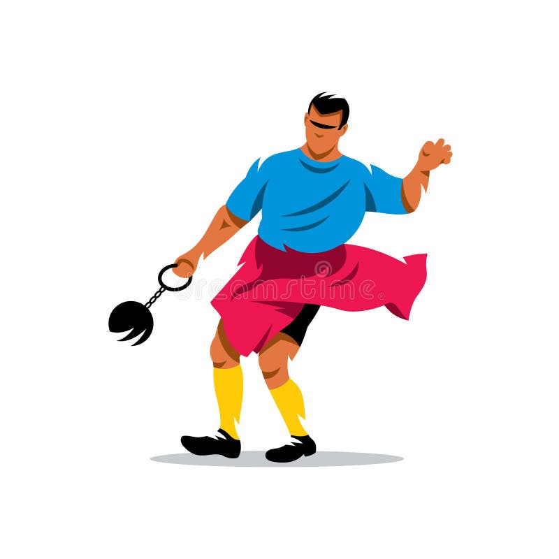 Hammer Throw. Vector Cartoon Illustration. Stock Vector Illustration