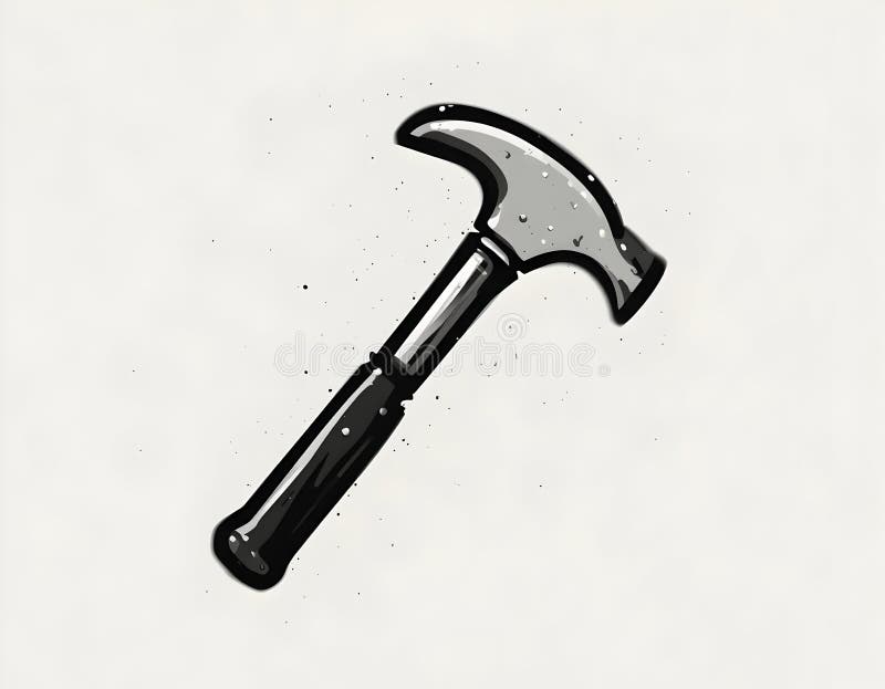 Hammer Tool Isolated on White Background Cartoon Style stock illustration