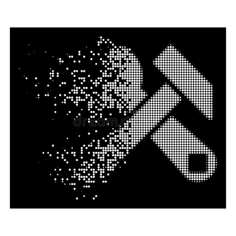 Bright Sparkle Dotted Halftone Hammer and Wrench Icon Stock Vector