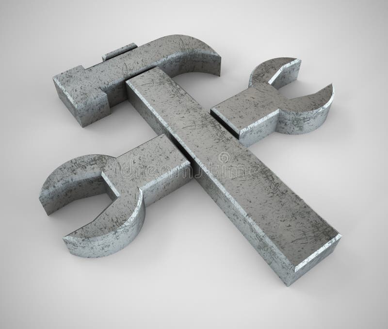 Hammer and wrench symbol stock illustration. Illustration of equipment
