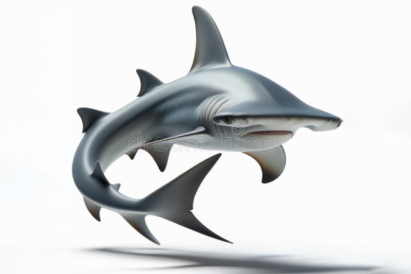 Hammerhead Shark Isolated on Solid White Background. Ai Generative