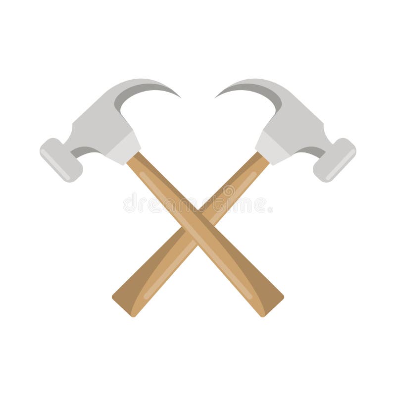 Two Hammers Crossed Symbol on White Stock Vector Illustration of