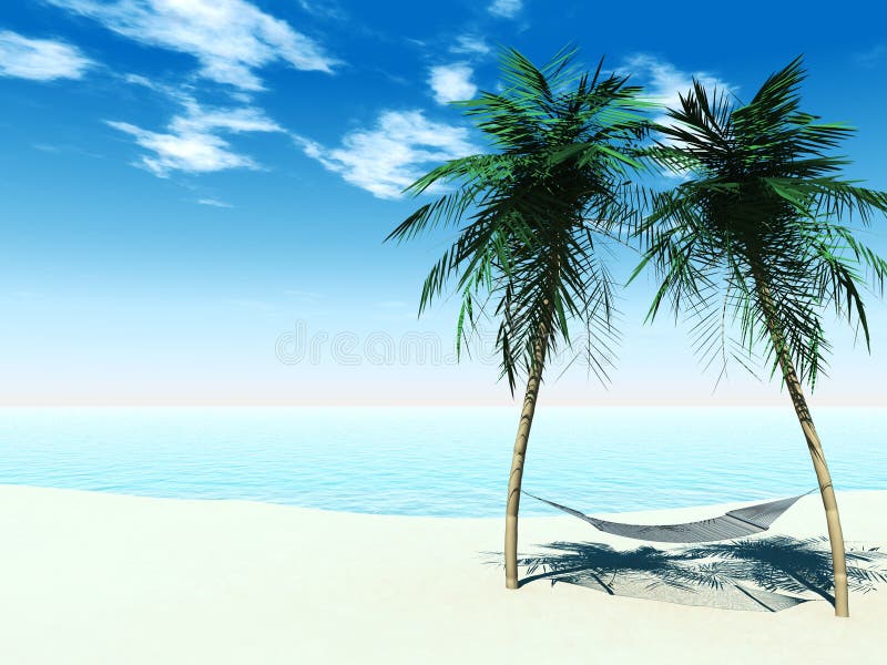 Hammock fra i palmtrees illustrazione di stock